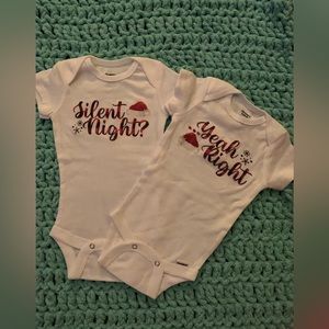 Twin Christmas onesies